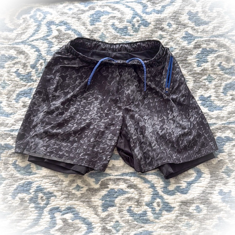 Lululemon Black Patterned Athletic Shorts